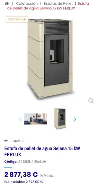 CALDERA DE PELLET FERLUX SELENA 15