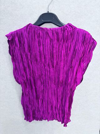 Blusa satinada fucsia Mango Talla M