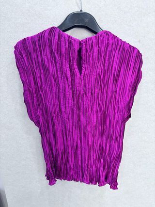 Blusa satinada fucsia Mango Talla M