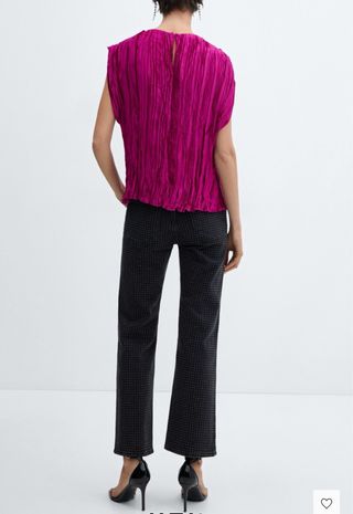 Blusa satinada fucsia Mango Talla M