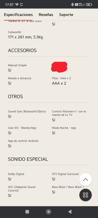 Barra de Sonido LG SL4Y 300W