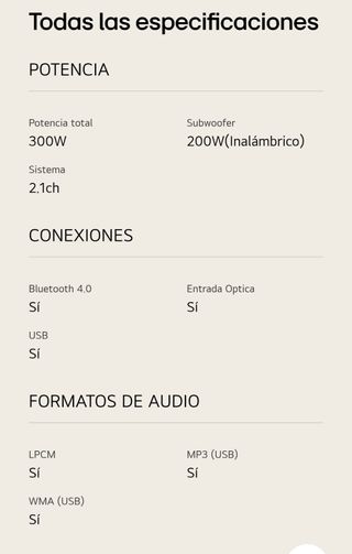 Barra de Sonido LG SL4Y 300W