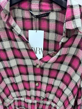 Vestido camisero cuadros Zara Talla L