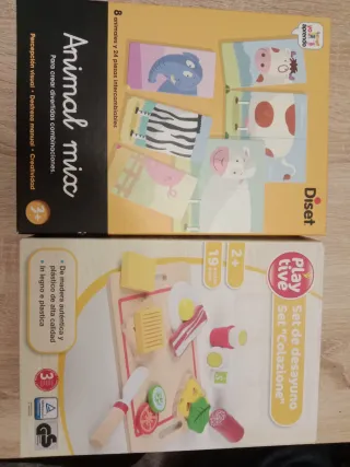 Lote 2 Juguetes: Puzzle Animales y Set Desayuno