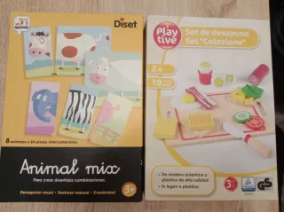 Lote 2 Juguetes: Puzzle Animales y Set Desayuno