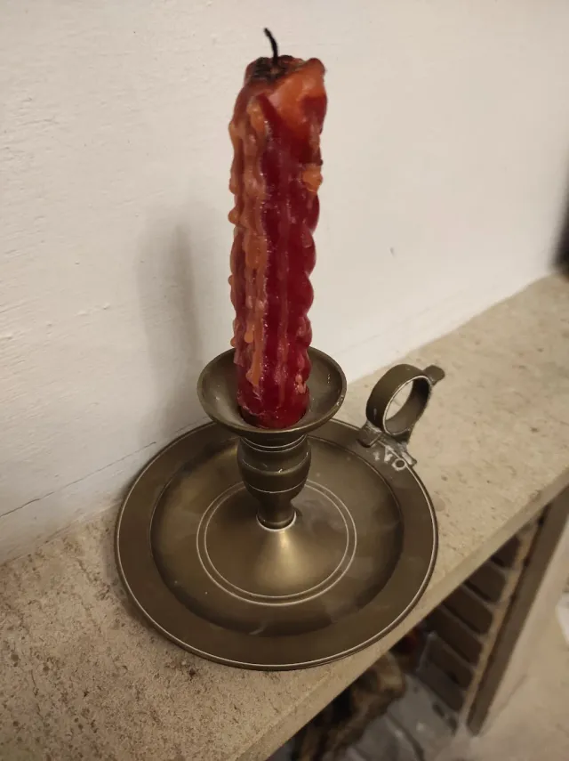 Palmatoria Portavelas Bronce Antiguo