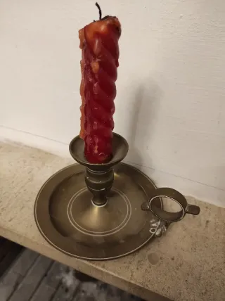 Palmatoria Portavelas Bronce Antiguo