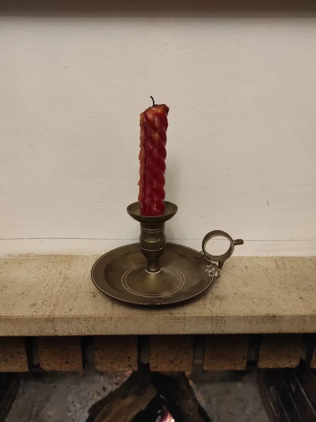 Palmatoria Portavelas Bronce Antiguo