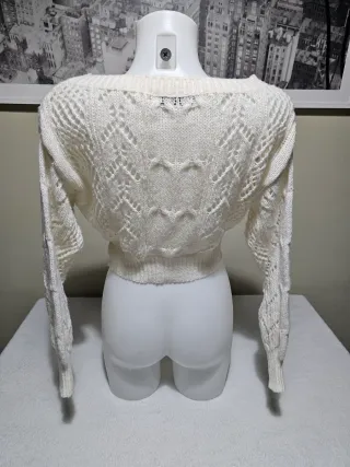 Jersey crop blanco calado