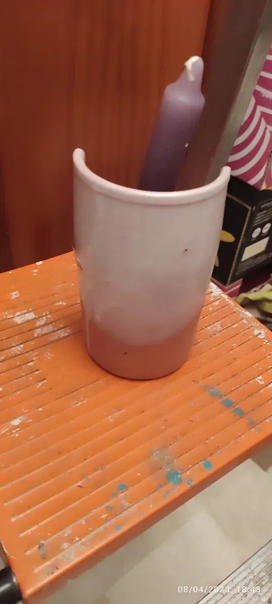 2 Portavelas de cerámica rosa y verde son dos