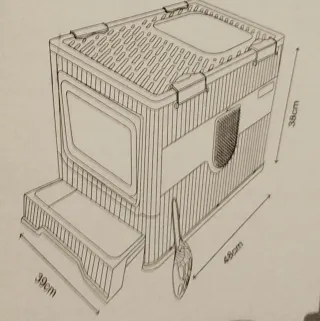 Arenero para gatos plegable con escalón