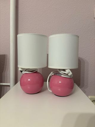Juego de 2 lámparas de mesilla rosas