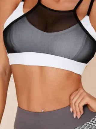 Top deportivo malla negro y blanco