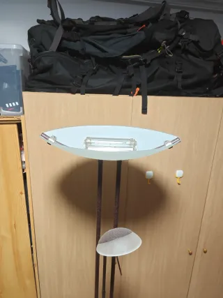 Lámpara de pie doble metal y cristal