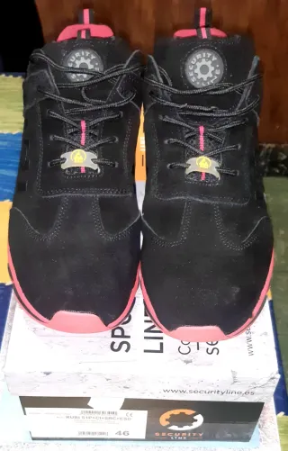 Zapato Seguridad Talla 46 Negro/Rojo