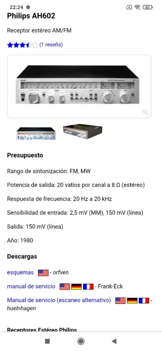 Amplificafor Receiver Vintage PHILIPS 602