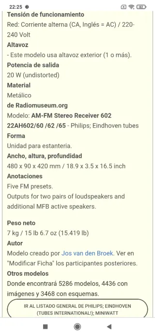 Amplificafor Receiver Vintage PHILIPS 602