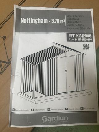 Caseta jardín metálica con porche 3,7m² Nottingham