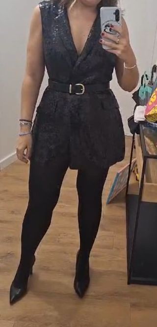 Mono Mango lentejuelas negro mujer