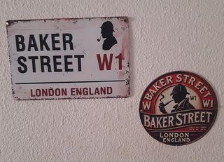 2 LetrerosMetalicos Vintage "Baker Street" Holmes