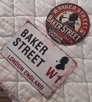 2 LetrerosMetalicos Vintage "Baker Street" Holmes