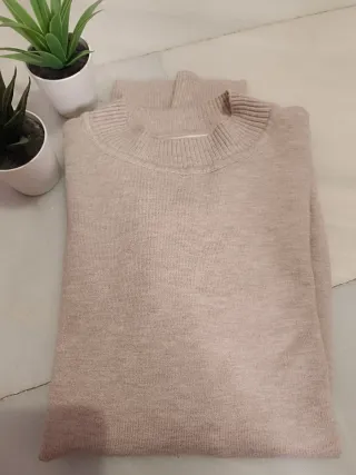 Jersey punto cuello alto DBT beige S