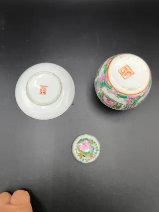 Jarrón de porcelana Macao con tapa