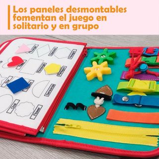 Libro maletin sensorial Montessori con etiquetas
