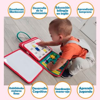 Libro maletin sensorial Montessori con etiquetas