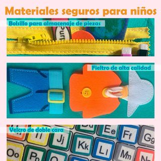 Libro maletin sensorial Montessori con etiquetas