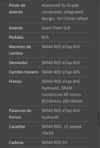 Bicicleta Giant Negra TCR Talla M