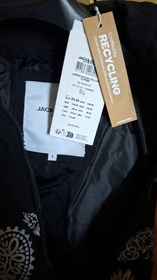 Giubbotto Jack & Jones Puffer Paisley Nero Bianco
