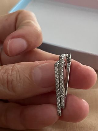 Pendientes aro plata y circonita