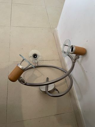 Lámpara Espiral Metal Madera Cristal