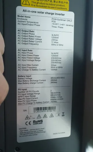 Inversor Solar Híbrido PowMr 12KW 48V