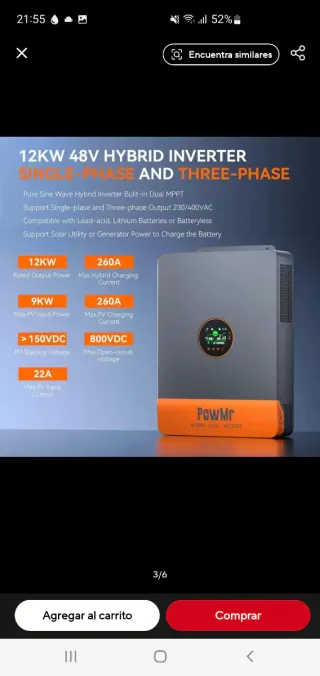 Inversor Solar Híbrido PowMr 12KW 48V