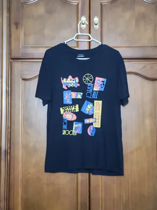 Camiseta Negra Estampada Talla M