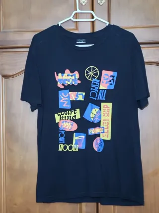 Camiseta Negra Estampada Talla M