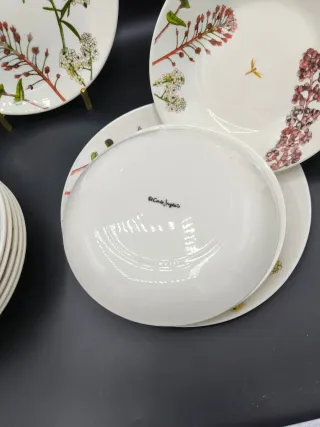 Juego de platos de porcelana con flores