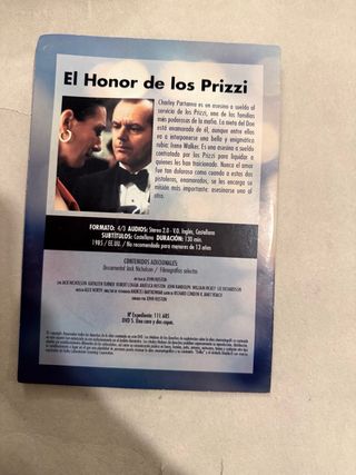 DVD El Honor de los Prizzi (Español)