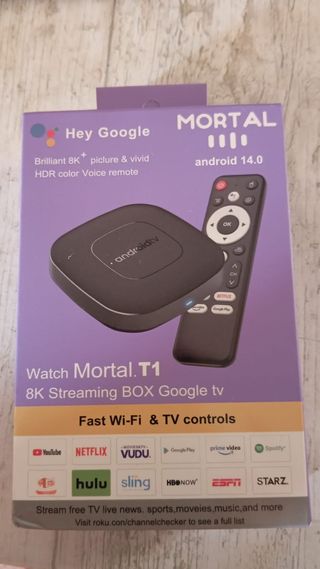 Mortal T1 Android TV Box con Mando Voz