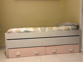 Cama nido con 2 cajones y estantería