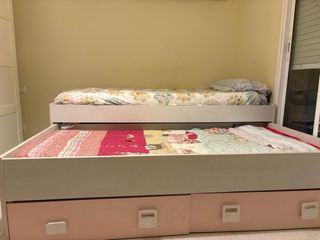 Cama nido con 2 cajones y estantería
