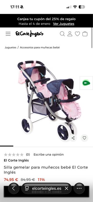 Carro gemelar para muñecas