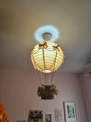 Lámpara globo papel y mimbre