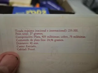 Moneda Plata Olimpiada Barcelona 92