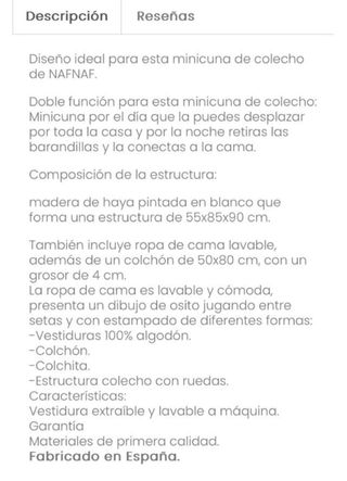 Mini cuna colecho blanca
