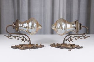 Coppia di appliques Liberty bronzo e vetro anni 20