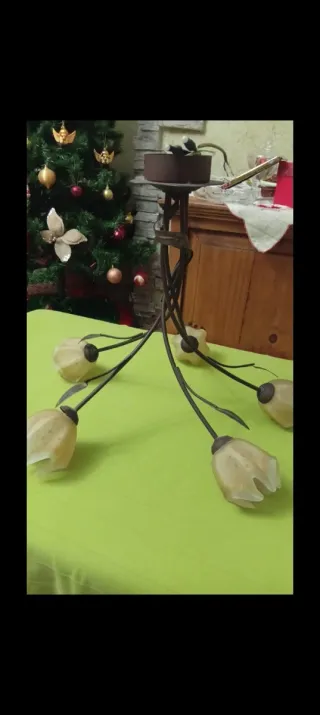 Lámpara de techo de cristal y metal