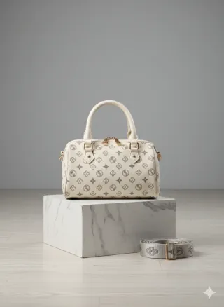 Bolso Beige con Estampado Marrón